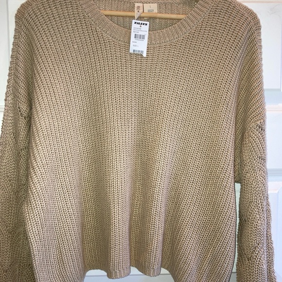 Tilly's Sky Sparrow Knit Pullover Sweater Size L NATUR Long Balloon Sleeve NEW - Picture 7 of 9